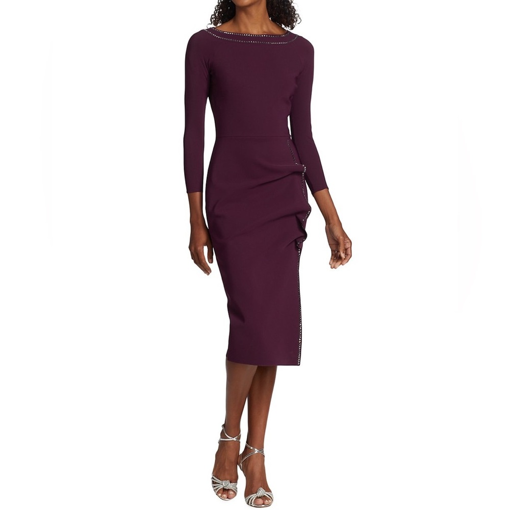 CHIARA BONI La Petite Robe Milva Studded Midi Dress NEW Size 50 Barolo